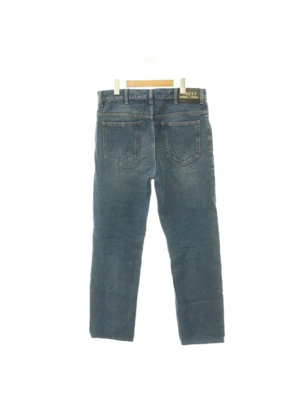 Gucci Logo Patch Straight Denim Pants Jeans 32 Indigo